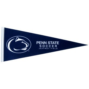 navy pennant with Athletic Logo, Penn State Soccer, Jeffrey Field